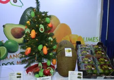 A christmas tree, jackfruit and new clamshell packaging for limes on display at the London Fruit booth.